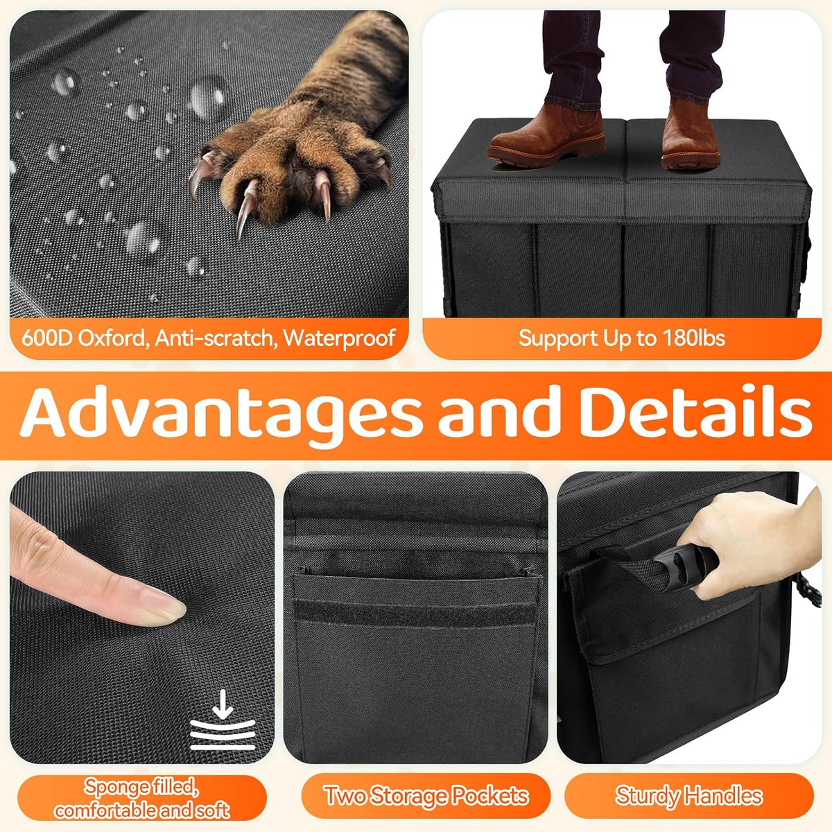 Car Seat Extender for Dogs - Black-M-19 x 11x 13.3 in-(up to 200LBS) - image 4