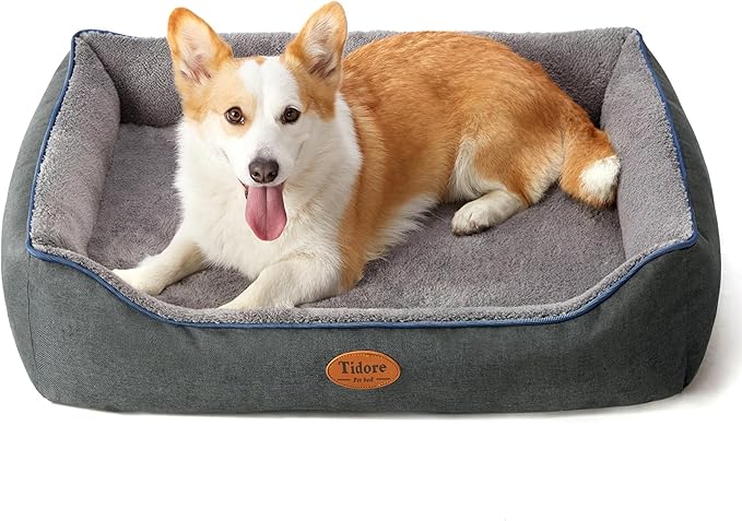 Orthopedic Dog Beds for Medium Dogs, Durable Egg Crate Foam Sofa Dog Bed wit Washable Removable Cover,Waterproof Lining,Pet Bed for Large Dogs (Dark Grey-Velvet, 31.5" L x 25.2" W x 7" Th)