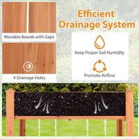 Giantex Raised Garden Bed with Trellis, Wooden Elevated Planter Box with Legs, Drainage Holes for Climbing Plants Vines Vegetables Flowers Herbs, Outdoor Horticulture Planter for Patio Yard (Brown)