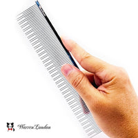 Warren London Carding Cat Comb | 7.5 inches made with Copper | Rounded Tips Prevent Irritation | Dual Tooth Design for Short & Long Hair removes Mats and Tangles