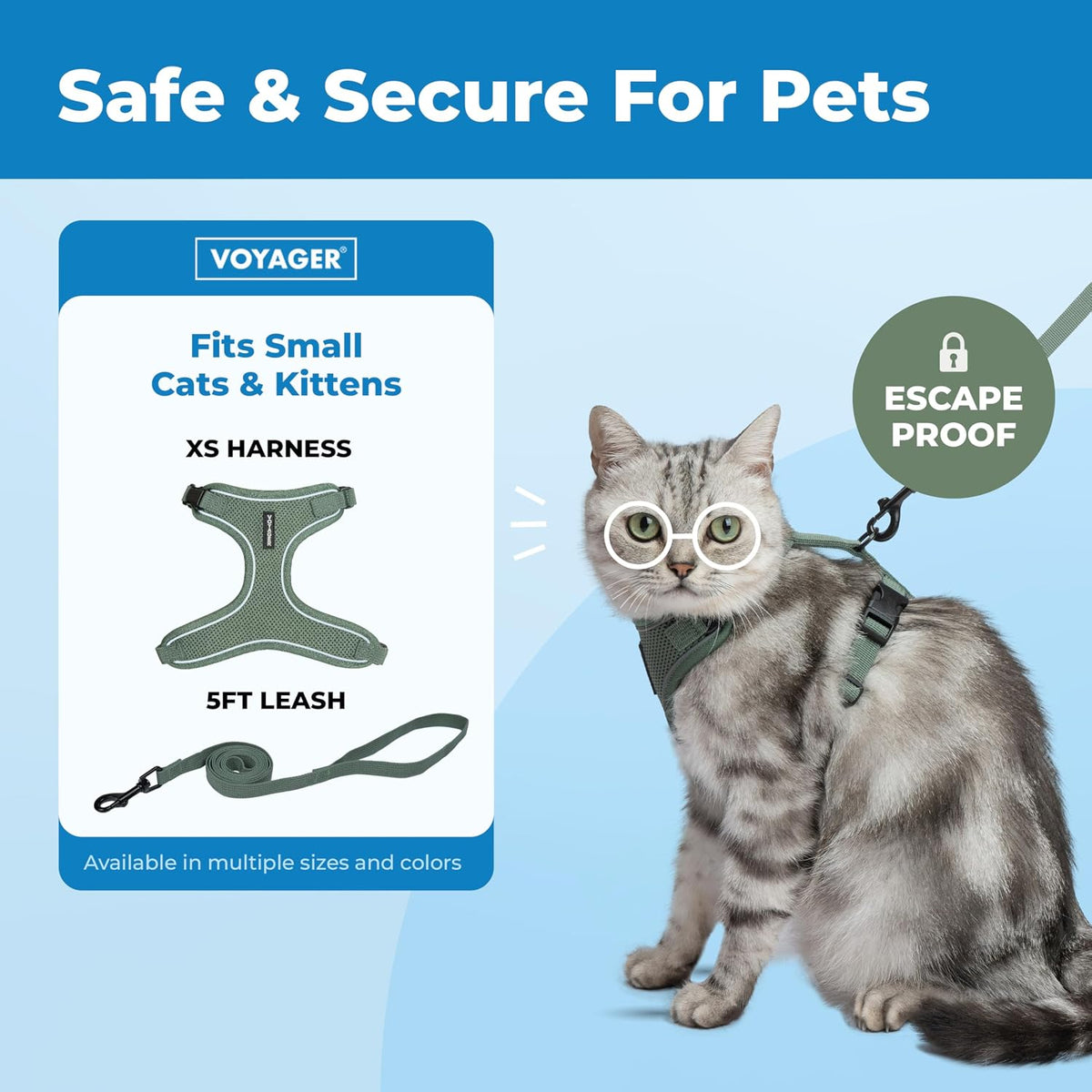 Voyager Escape-Proof Step-in Harness & Leash, Moss Green - Moss Green (327) / XS (Chest: 13 - 16") - image 2