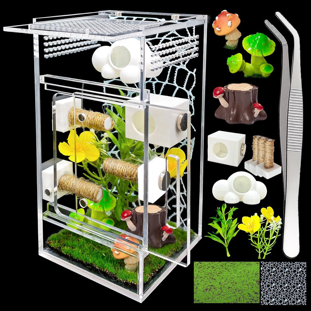 Jumping Spider Enclosure, DIY Insects Habitat - Green 2