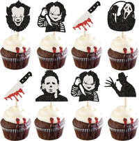 Rsstarxi 24 Have a Killer Birthday glitter horror cupcake toppers - view 10