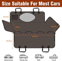 Waterproof Dog Car Seat Cover - Scratch Proof Nonslip Back Seat Hammock with Mesh Window & Storage Pocket for SUVs/Trucks/Sedans-S, Brown/Black