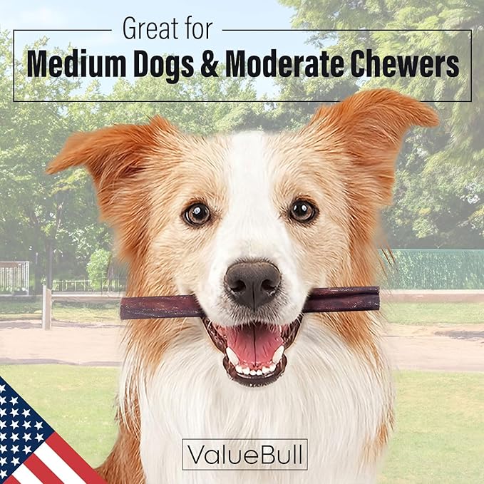 ValueBull USA Collagen Sticks for Dogs, 6 Inch Medium Chews, Natural Long-Lasting Dog Treats, 25 Count - Promotes Joint, Skin & Coat Health with Glucosamine and Chondroitin