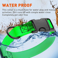 Dogline Biothane Waterproof Dog Collar with Quick Release Buckle Strong Coated Nylon Webbing with Odor- Proof for Easy Care Easy to Clean Fits Small Medium Large Dogs, Lime Green 1" W 15-25" L