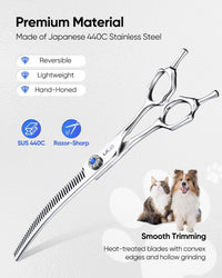 ULG Curved Dog Grooming Shears, 440C Stainless Steel - 7.0 Inch (Thinning) - image 3