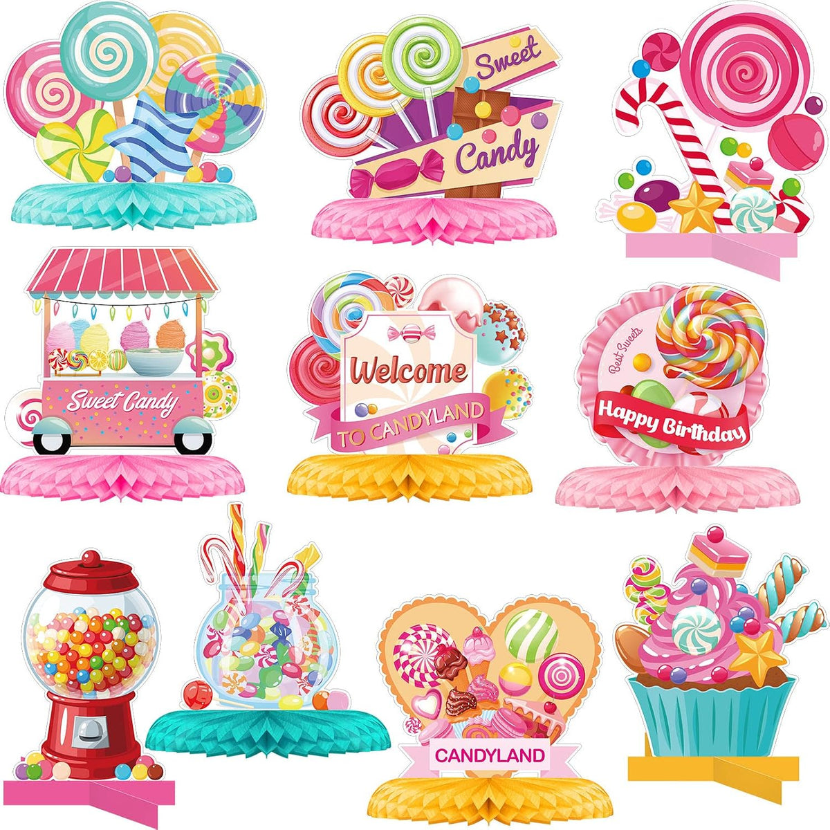 10 Pcs Candy Party Decorations Candyland Table Decor Welcome - Candy