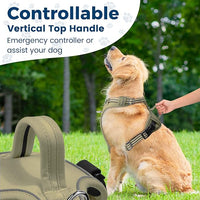 Funfox Dog Harness No Pull, Adjustable Pet Vest Harness, Super Soft Material with Vertical Handle Easy Control, Reflective Night Walking, 2 Leash Clips for XLarge Dogs, Army Green, XL