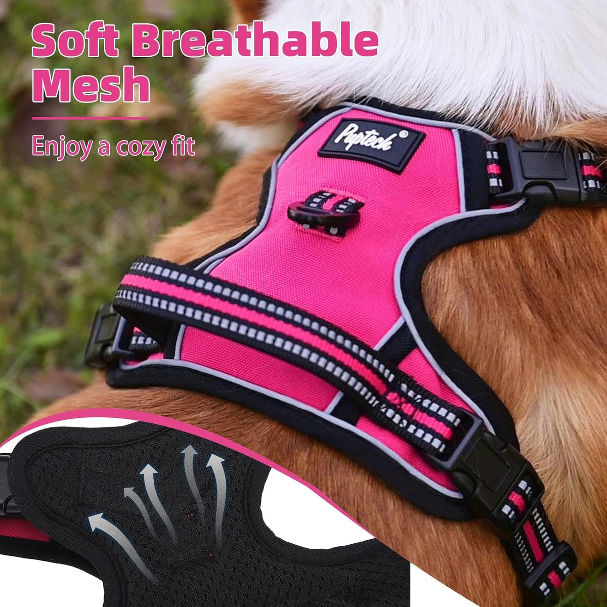 PUPTECK No Pull Halloween Dog Harness for Large - Fuschia / X-Large / Harness Only - image 4