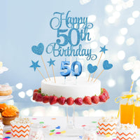 50th Birthday Cake Decorations - Blue - image 3