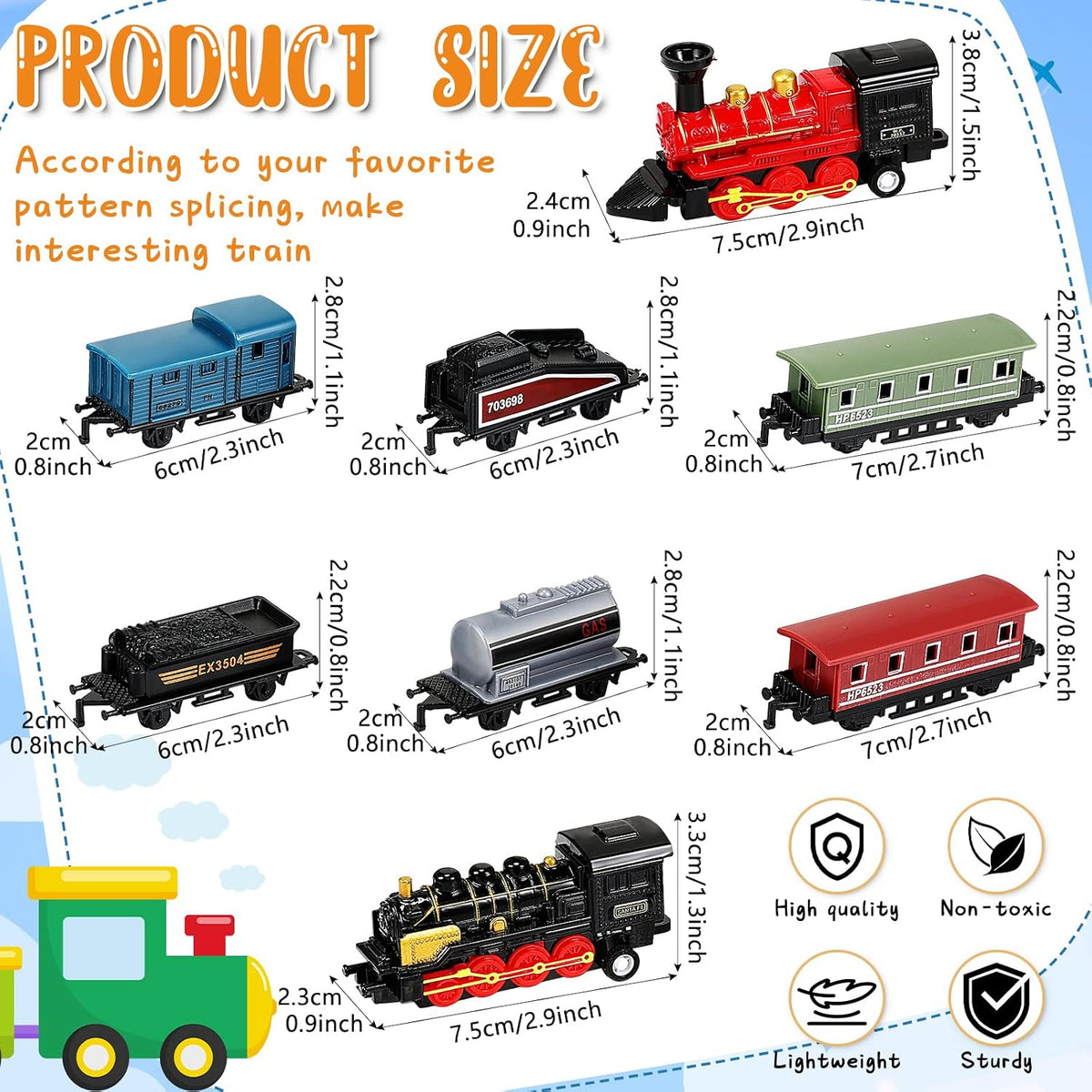 Hanaive 2 Set Train Toys Small Pull Back Train Steam Locomotive - Black,red - image 2