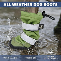 Spark Paws Dog Shoes, Waterproof Dog Boots for Medium to Large Dogs, Non Slip, Breathable Dog Booties and Paw Protectors - 4PCS Doggie Hiking Boots with Reflective Straps - Green, Size 3