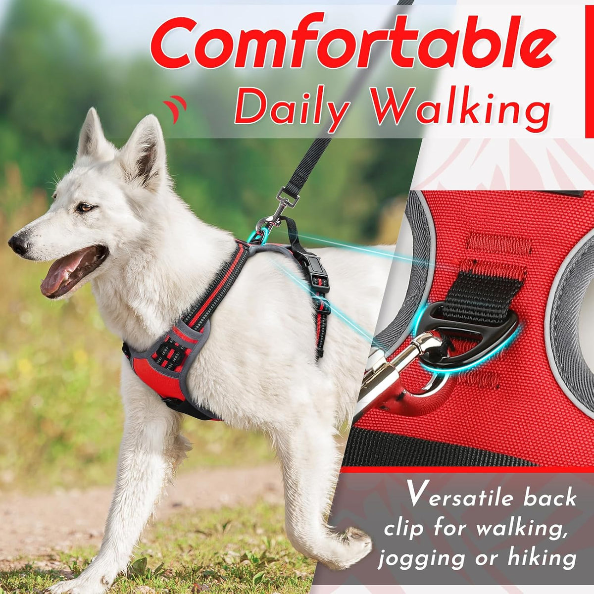 Eagloo Dog Harness for Large Dogs - Large / Red - image 3