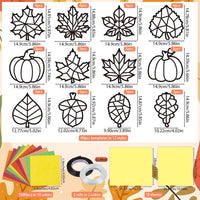 Renbuzhu fall leaf paper suncatcher craft kit with tissue paper and adhesive frames - view 19