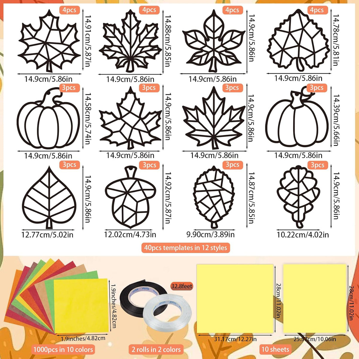 Renbuzhu fall leaf paper suncatcher craft kit with tissue paper and adhesive frames - view 19
