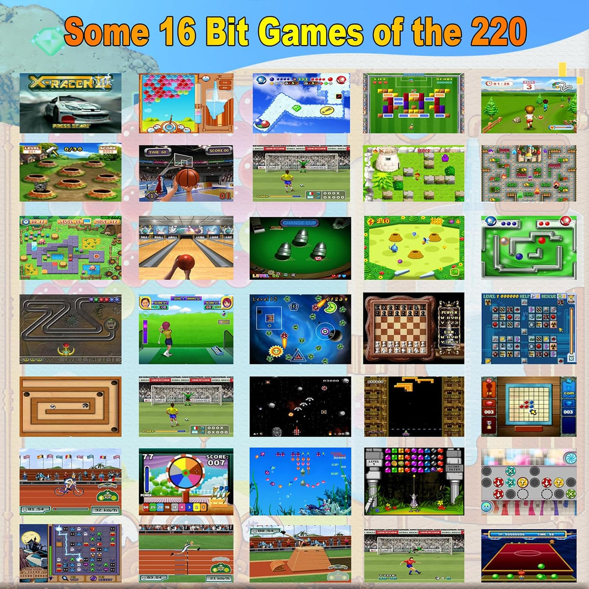 Beijue 16 Bit Handheld Games for Kids Preloaded 220 Retro Video Games - White - image 3