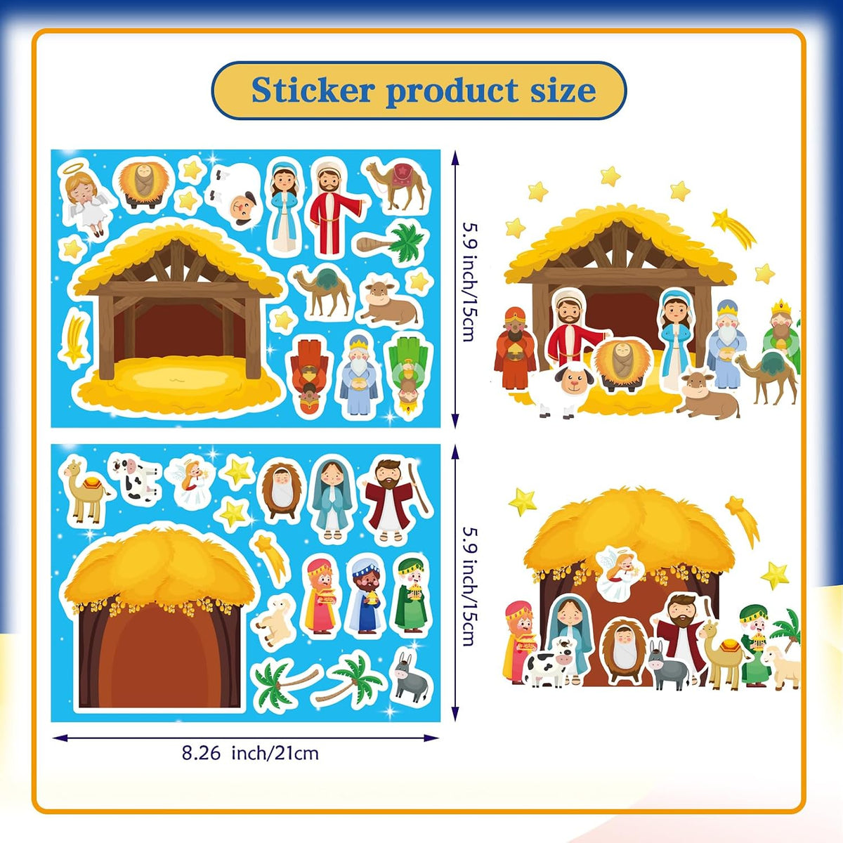 48PCS Halloween Make-a-face Stickers Halloween Characters Stickers - Nativity Scene - image 3