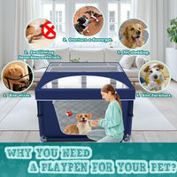 42x42 Inches Puppy Playpen with Gate - Blue / 42x42 IN With Cover&Pad - image 2