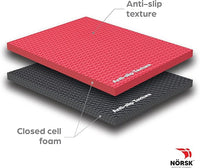 Norsk Reversible Gym Exercise Mats 3/4" Thick EVA Interlocking Foam Tiles, Perfect Gym Flooring for Home Gym, 12 24"x24" Tiles & 24 Trim Pieces, 48 Sq. Ft. Reversible, Red/Black