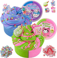 LAWOHO 18 pack butter slime kit for girls with slime add-ins and charms - view 4