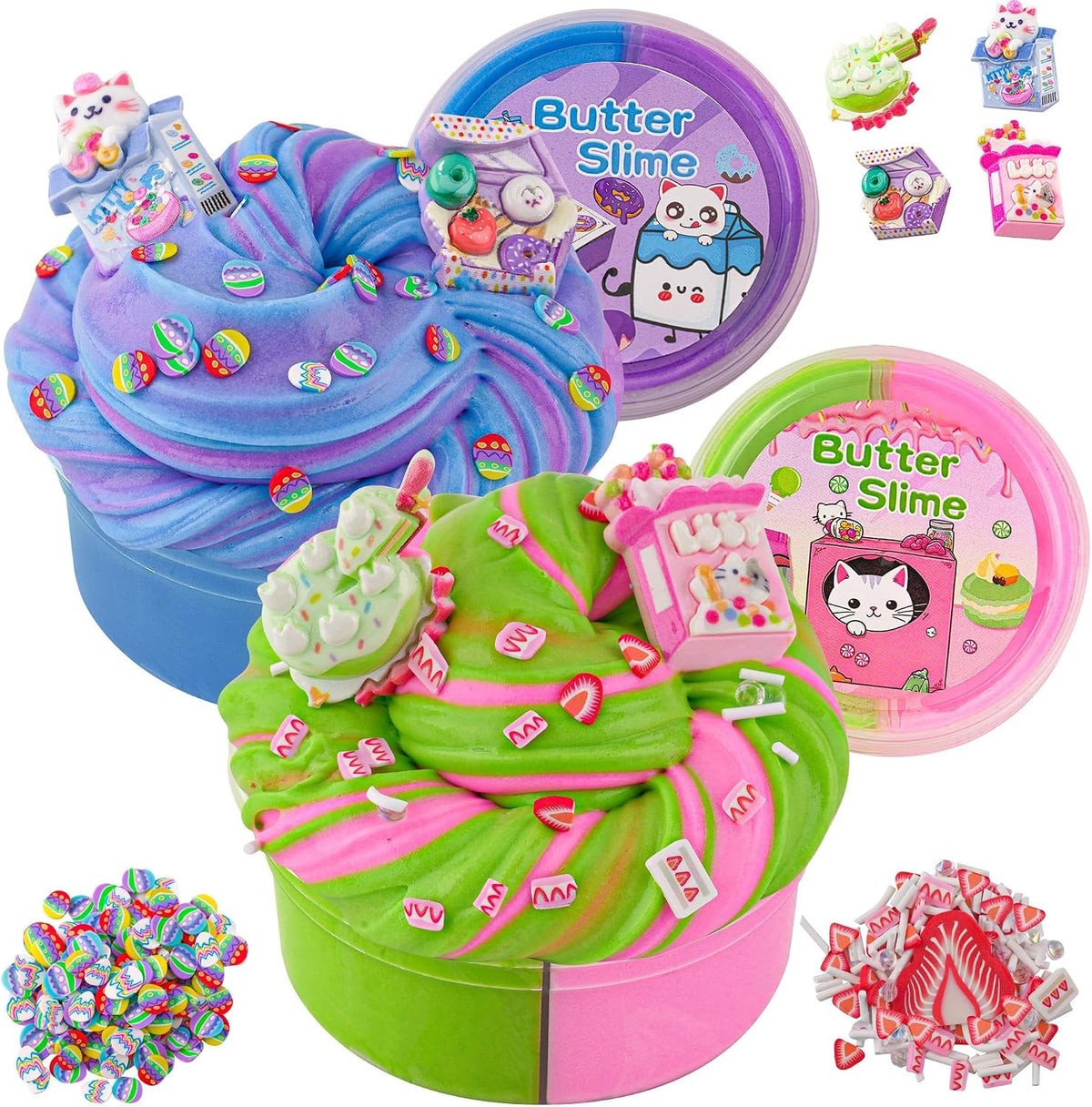 LAWOHO 18 pack butter slime kit for girls with slime add-ins and charms - view 4