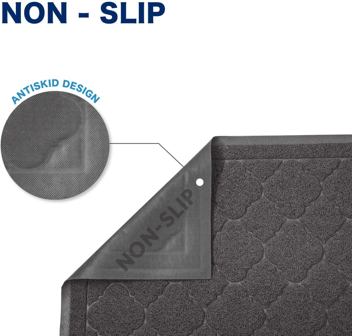 Cat Litter Box Mat, Kitty Premium PVC Pad, Durable Trapping Rug - #04 Black / Medallion/35 x 23 Inch - image 3