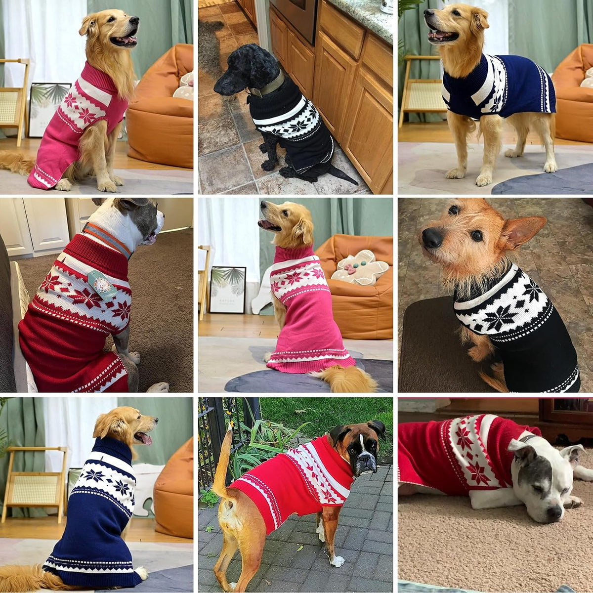 Dog Sweater - Winter Coat Apparel Clothes with Colorful Stripes for Cold Weather – Essentials for Dogs - X-Large / Single Red - image 2