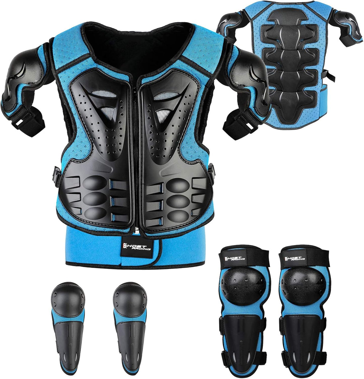 JUSTDOLIFE youth dirt bike gear set with chest protector, knee and elbow pads