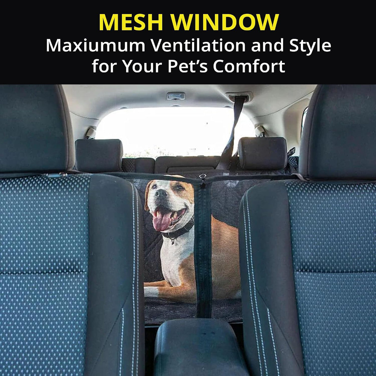 Dog Car Seat Cover, Heavy Duty Hammock - Standard / Black Mesh - image 2