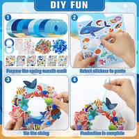 Hollowfly Thanksgiving paper wreath craft kits with gem stickers, ribbons and wool balls - view 18