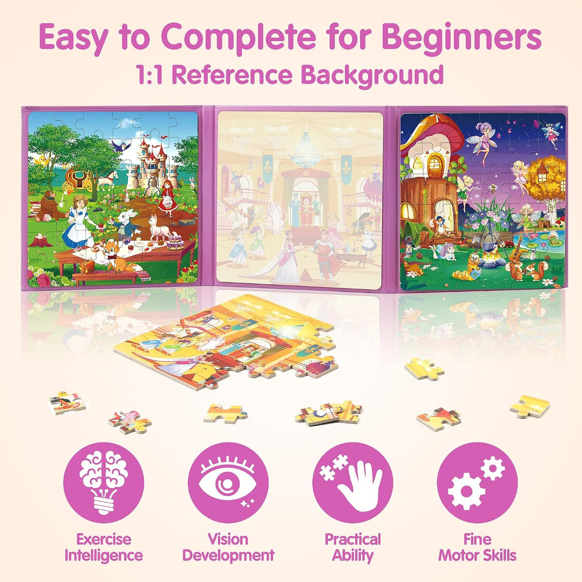 SYNARRY magnetic dinosaur puzzle book with three colorful dinosaur scenes - view 26