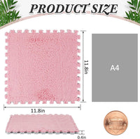 Amylove 18 Pcs Plush Foam Interlocking Carpet Tiles, Beige, Pink - White, Pink, Gray - image 2