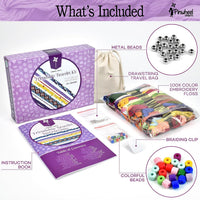 Pinwheel Crafts friendship bracelet kit with 100 floss threads, beads and storage bag - view 9
