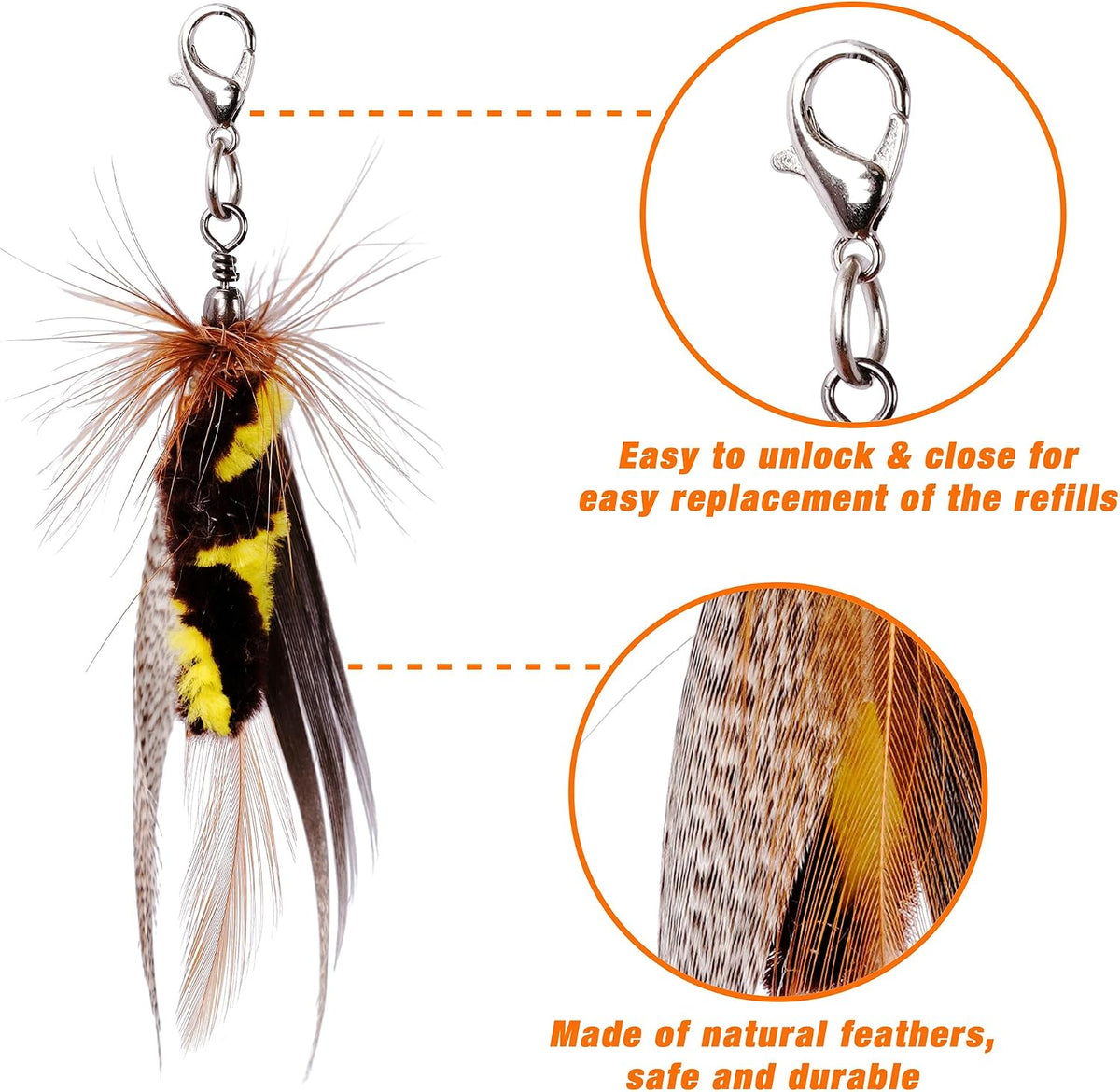 JXFUKAL Cat Toys - 2 in 1 Spring Cat Wand Toy with 2PCS Ultra-Long Cat Teaser, 4PCS Spring Steel - 3PCS REFILLS - image 4