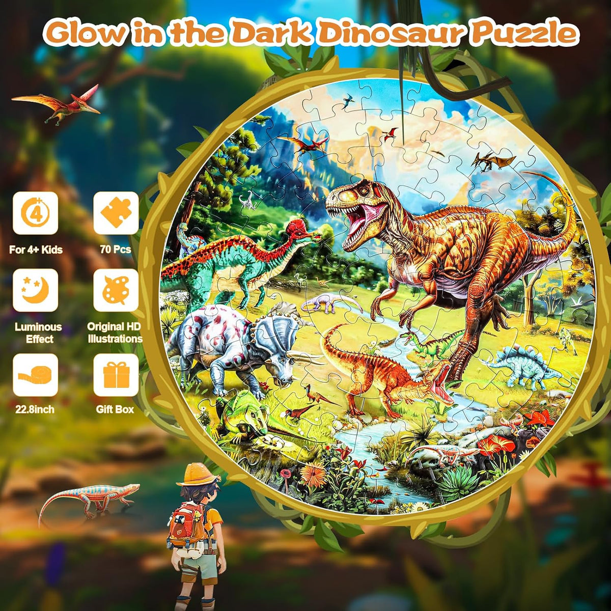 DIGOBAY glow in the dark solar system floor puzzle with planets, astronauts and space probe - view 10