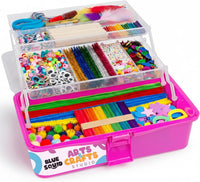 Blue Squid Arts & Crafts Box- 2800+ pcs Deluxe Craft Supplies Box - Craft Box Pink