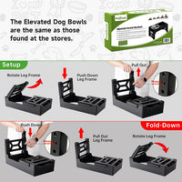 EliteField Elevated Dog Bowls - 2 Bowls + 1 Slow Feeder / Black - image 4