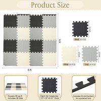 Nuanchu 60 PCS Kids Foam Puzzle Mat, Cream - Black, White, Gray - image 2