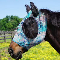 Harrison Howard Super Comfort Stretchy Fitting Horse Fly Mask with UV Protection Soft on Skin with Breathability Pastel Mix Pony
