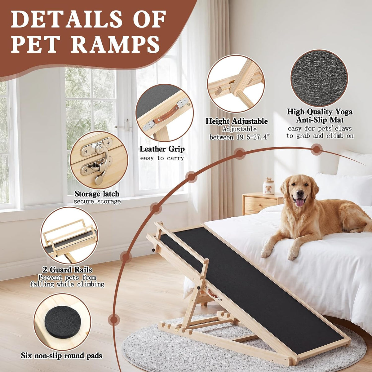 Dog Ramp for Bed Couch Car - 55"Lx 18.3"W x3"H - image 4