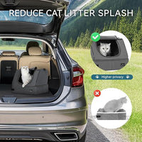 PETSFIT Portable Cat Litter Box - Removable 2-Layer Leak-Proof Lining, Scratch-Resistant Fabric with Sturdy Support Frame, Travel & Collapsible Cat Litter Box Grey
