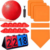 Jenaai blue kickball set with 10 inch ball, rubber bases, cones, scoreboard and pump - view 6