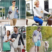 CUBY Dog and Cat Sling Carrier, Hands Free Reversible Pet Papoose Bag, Soft Pouch Adjustable, Suitable for Puppy Cats for Outdoor Travel (Grey, M-Adjustable Strap)