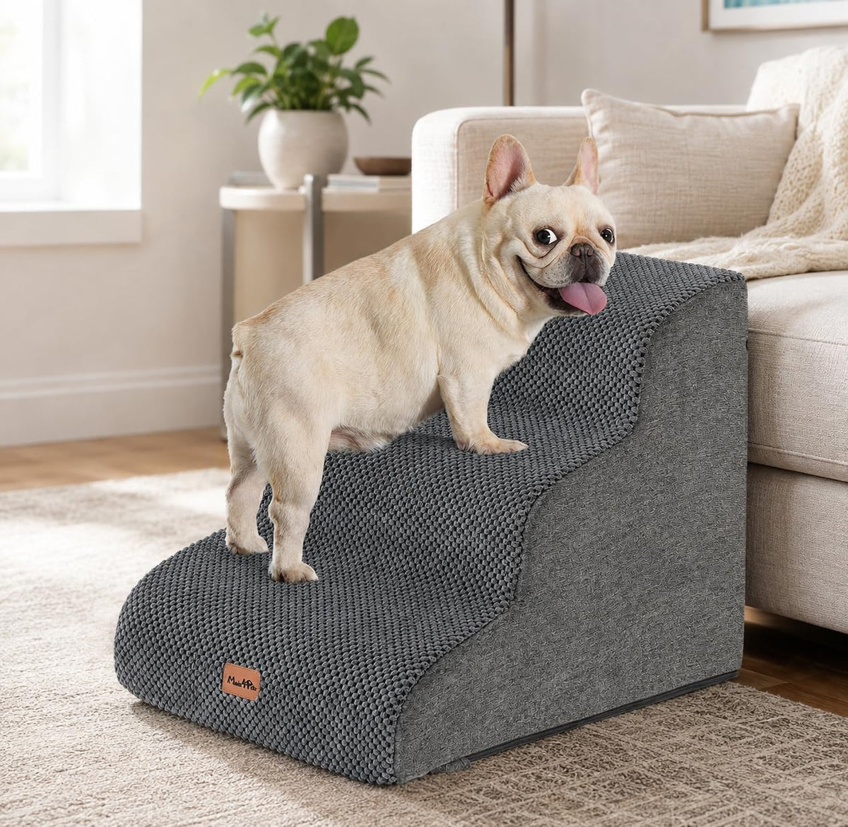 Made4Pets Dog Stairs Ramp for Small Dogs - Grey / 3.0 / 22.5"x15.7"x15.7"H