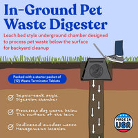 Doggie Dooley Pet Waste Digester, Black with Green - Medium / Leach Bed Style - image 2