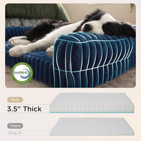 Bedsure Orthopedic Dog Beds Large Sized Dog, Waterproof Memory Foam Pet Bed with Sides, Non-Slip Bottom and Egg-Crate Foam Large Pet Couch Sofa with Washable Removable Corduroy Cover, Blue
