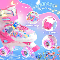 SULIFEEL Adjustable Kids Roller Skates, Light up Wheels – Fun for Kids & Family - F Butterfly Pink / Small - Little Kid - image 2