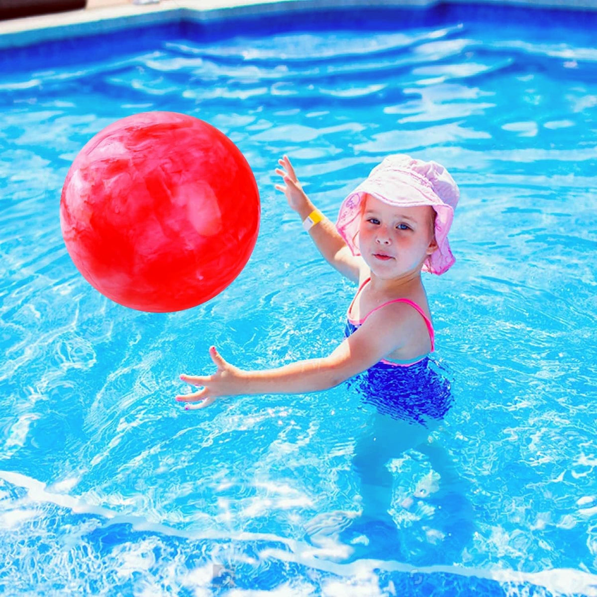 2 Pcs Playground Balls for Kids, Inflatable Bouncy Balls, Red - Red, Blue / 15 inch - image 2