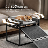 Pet Stairs Ramp Dog with Detachable 20% Wider Seat Mate,Companion Chair Platform for Small Doggie and Cat,Dachshund Puppy Non-Slip Ladder Perch,Doggy Step for High Bed Window Sofa Office Grey